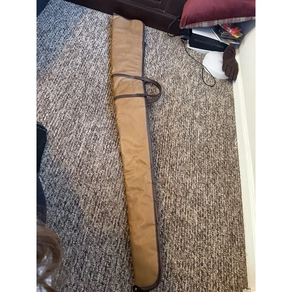 Vintage Folsom Straight Shoot Rifle Case Canvas Leather Trim Hunting Gun Case